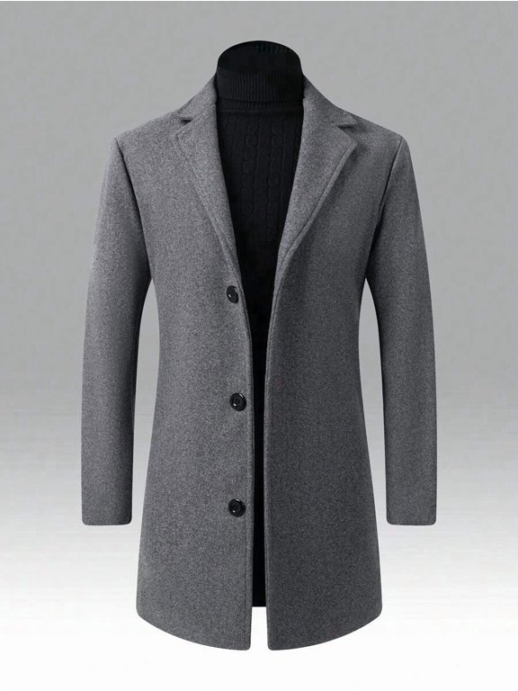 Men's Long Sleeve Lapel Collar Overcoat Button-Up Going Out Basic Daily Wear Vacation Travel Workwear Top