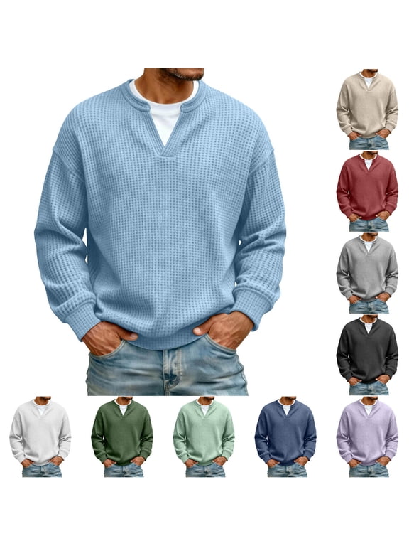 Men’s Long Sleeve Layered T-Shirt V Neck Split Hem Breachable Modal Blend Top, Casual Daily Streetwear Gym Vacation | Zenithor,Black M