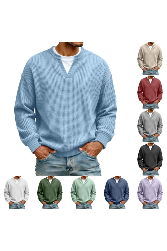 Men’s Long Sleeve Layered T-Shirt V Neck Split Hem Breachable Modal Blend Top, Casual Daily Streetwear Gym Vacation | Zenithor,Black S