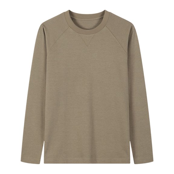 Men's Long Sleeve Loose Shirts Casual Pullover Basic Sweatshirt Fall Crewneck Solid Color Basic Blouses for Men (Green XL)