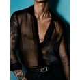 thumbnail image 1 of Men's Long Sleeve Nightclub Mesh Sheer Party Shirt, 1 of 7