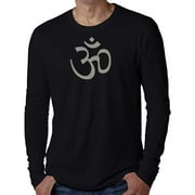 Men's Long Sleeve Om AUM Sumbol Yoga Tee Shirt - Black, 2XL
