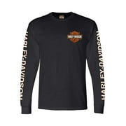 HARLEY-DAVIDSON Men's Long Sleeve Orange Bar & Shield Black Shirt 30291744, Harley Davidson