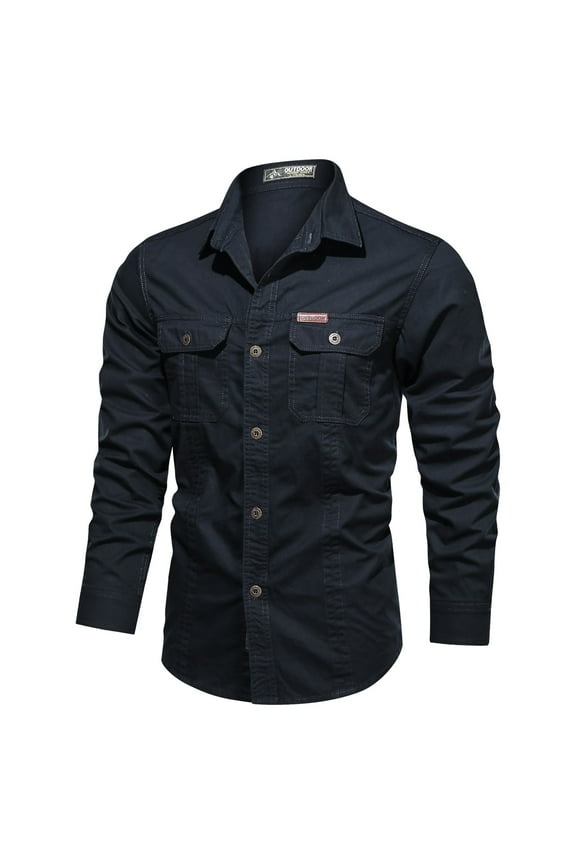 Men's Long Sleeve Outdoor Washed Shirt Military Plus Sizes Shirts Clothes