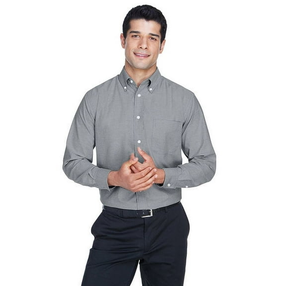 Men's Long-Sleeve Oxford with Stain-Release - OXFORD GREY - 2XL