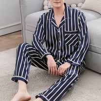 Men's Long Sleeve Pajamas Set Casual Spring Stripe Printing Comfortable Home Wear Polyester​​