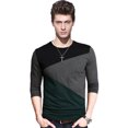 thumbnail image 1 of Men's Long Sleeve Patchwork Slim Fit T-shirt, 1 of 4