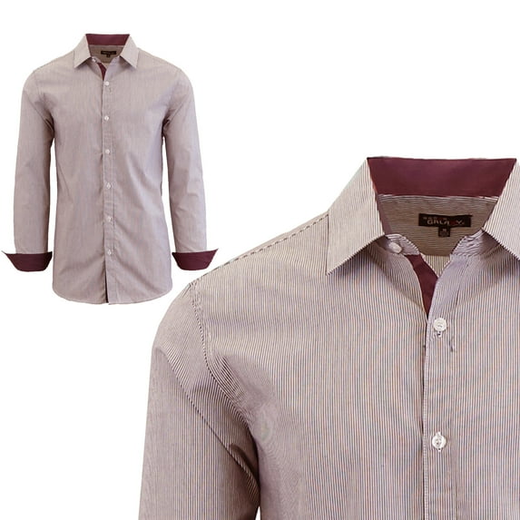 Men's Long Sleeve Pinstripe Slim Fit Shirts