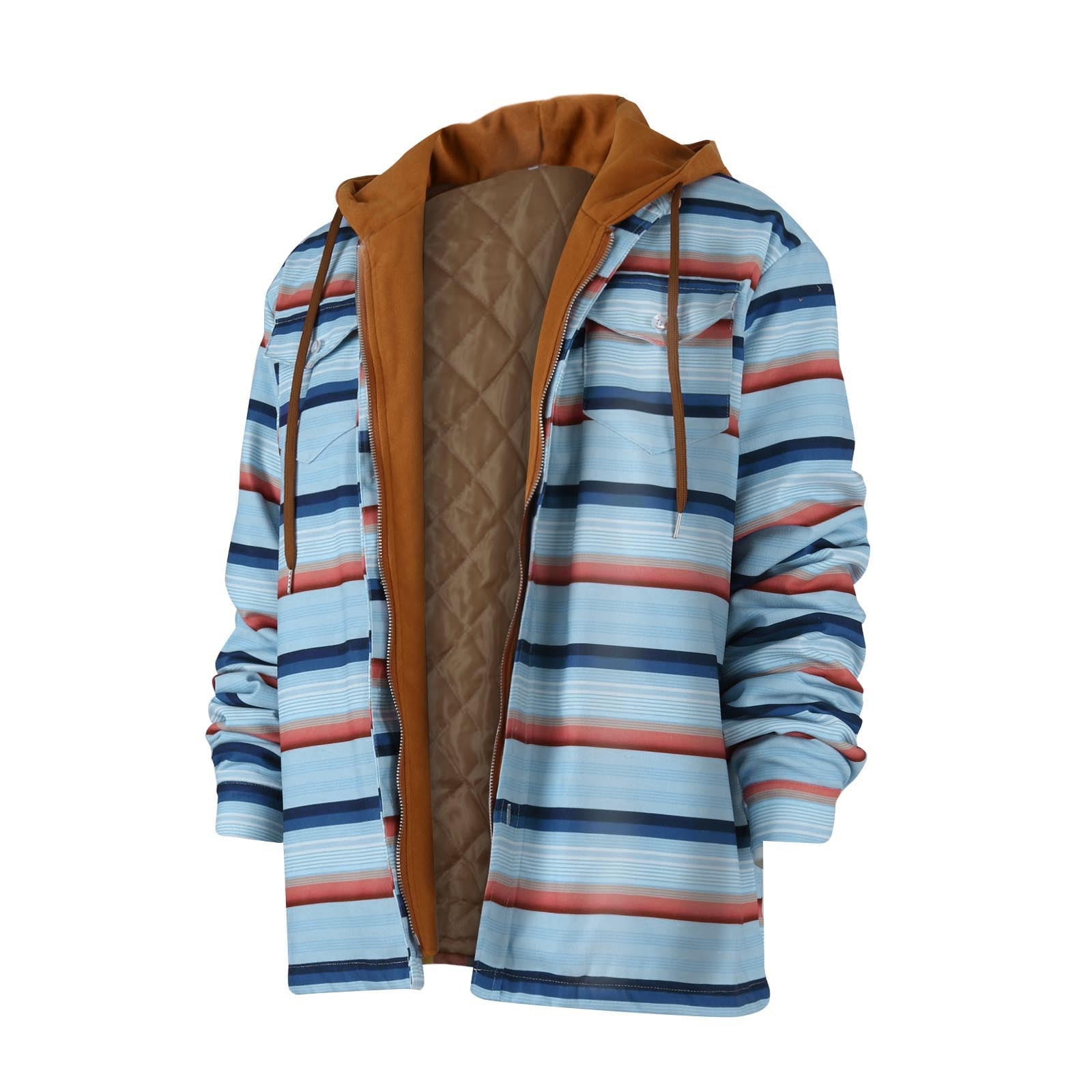 Men's Plaid Button Up Long Sleeve Jacket