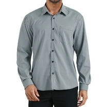 Men's Long Sleeve Plaid Dress Shirts with Pocket Casual Button Down Shirt Formal Business Tops