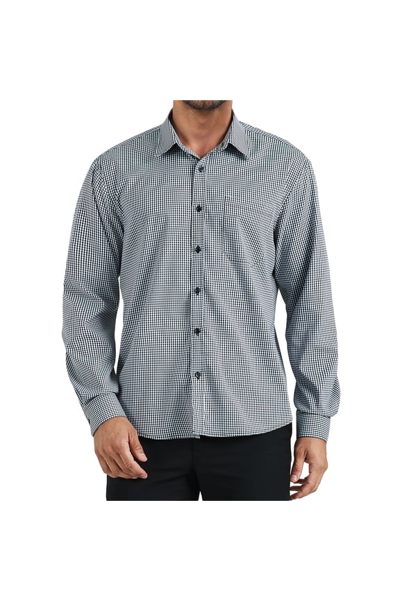 Men's Long Sleeve Plaid Dress Shirts with Pocket Casual Button Down Shirt Formal Business Tops