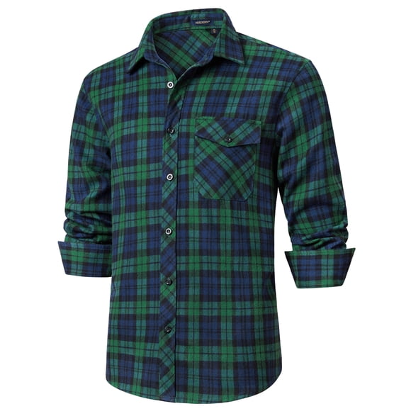 Mens Green Flannel Shirts Long Sleeve Lightweight Plaid Shirt Casual Button Down Shirts 3XL