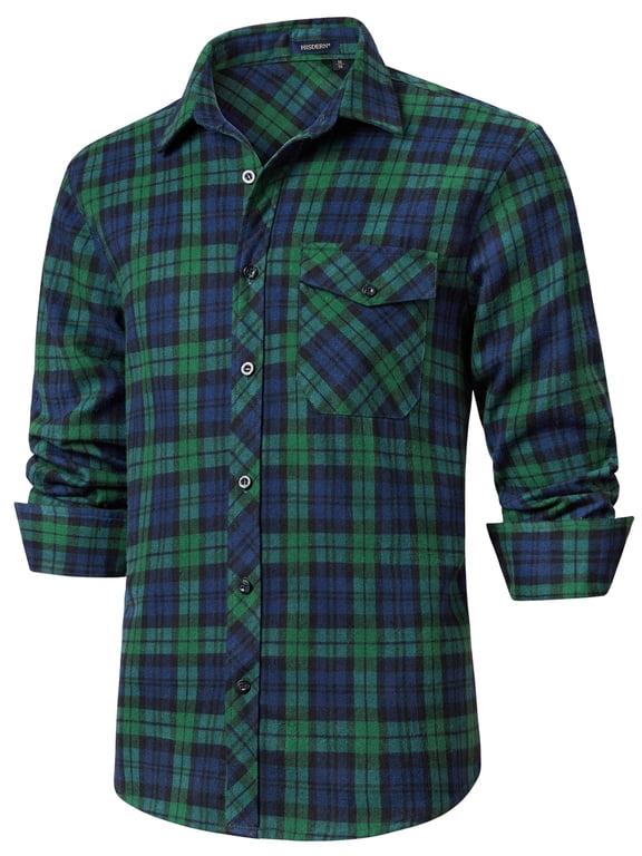 Mens Green Flannel Shirts Long Sleeve Lightweight Plaid Shirt Casual Button Down Shirts 3XL