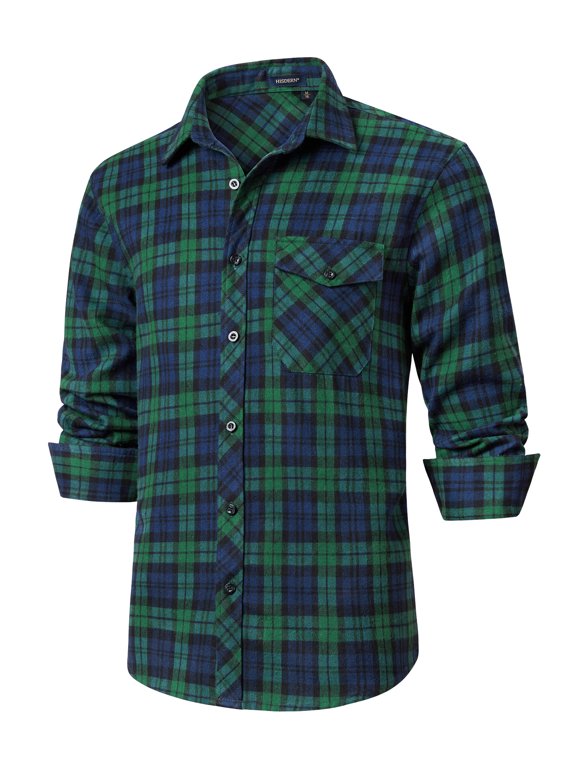 Mens Flannel Shirt Long Sleeve Plaid Flannel Shirt for Men Casual Button Down Shirts Regular Fit