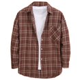 thumbnail image 1 of Men's Long - Sleeve Plaid Loose - Fit Shirt Jacket - Casual and Stylish, 1 of 3