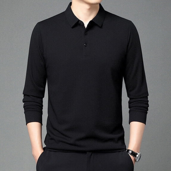 Men's Long Sleeve Plaid Polo Shirt- 9 Colors
