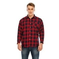 thumbnail image 1 of Men's Long Sleeve Plaid Shirt Button Down Regular Fit Shirts for Spring Fall 2XL-5XL,Red/Black, 1 of 9