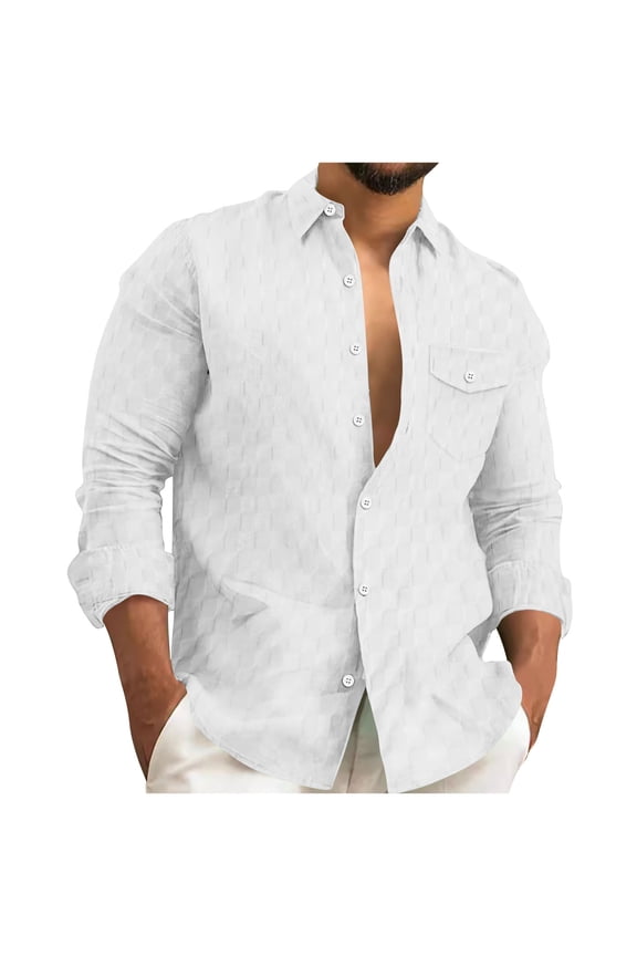 Plaid Shirts for Men Long Sleeve Plaid Shacket Casual Turndown Collar Top for Daily Wear Outdoor Activities Fashion Comfortable Blouse