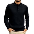 thumbnail image 1 of Men's Long Sleeve Polo Collar Sweater Classic Fit Knit Pullover Casual Work Top, 1 of 4