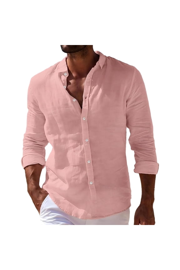 Men's Long Sleeve Polo,Linen,Cotton Blend for a Preppy or Smart Casual Vintage Look | Men's Polo Shirts