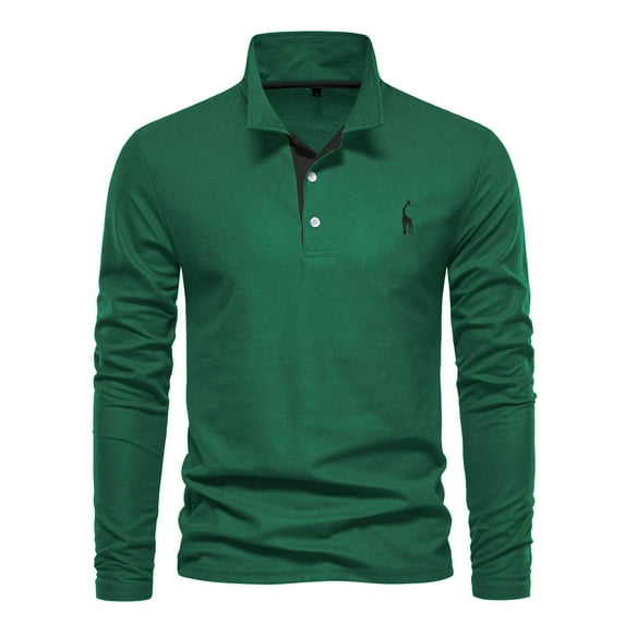 Men's Long Sleeve Polo Shirt, Classic Fit, Casual Solid Color, Soft Cotton, Stylish Collar, Comfortable Wear, Red
