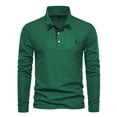 thumbnail image 1 of Men's Long Sleeve Polo Shirt, Classic Fit, Casual Solid Color, Soft Cotton, Stylish Collar, Comfortable Wear, Red, 1 of 4