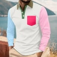 thumbnail image 1 of Men's Button Shirt Long Sleeve Color Block Shirt Two-Tone Sleeve Raglan Classic Golf Tops Business Casual T Shirt with Pocket, 1 of 7