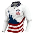 thumbnail image 1 of Men's Long Sleeve Polo Shirts, 250th Anniversary USA Flag Shit Fashion Pullover Casual Streetwear Top, 1 of 3