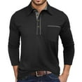 thumbnail image 1 of Men's Long Sleeve Polo Shirts Male Slim Fit Shirt Stylish Contrast Collar Casual Button Down Shirt With Chest Pocket For Fall Winter Tops Mens Shirts, 1 of 7