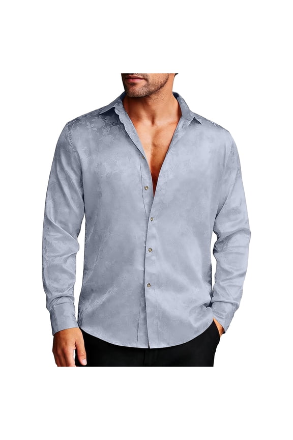 Men's Long Sleeve Polo,Solid Color Collar Long Sleeve Shirt Vintage Inspired Long Sleeve Top,Smart Casual & Preppy Style | Mens Shirts Long Sleeve