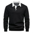 thumbnail image 1 of Men's Long Sleeve Polos Contrasting Colors Design Golf T-Shirt Casual Polo Shirts Lapel Business 1/4 Button Shirts, 1 of 2