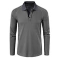 thumbnail image 1 of Men's Long Sleeve Polos Shirt Golf Shirts Regular Jersey Tennis Shirt Cotton T Shirts Casual Fashion V Neck Lapel Shirt Men Solid Color Quick-Dry Pullover Top, 1 of 7