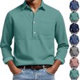 thumbnail image 1 of Men's Long Sleeve Polos Shirts Solid Color Rayon Collar Button Pocket Hyperline Shirt for Daily Commuting, 1 of 6