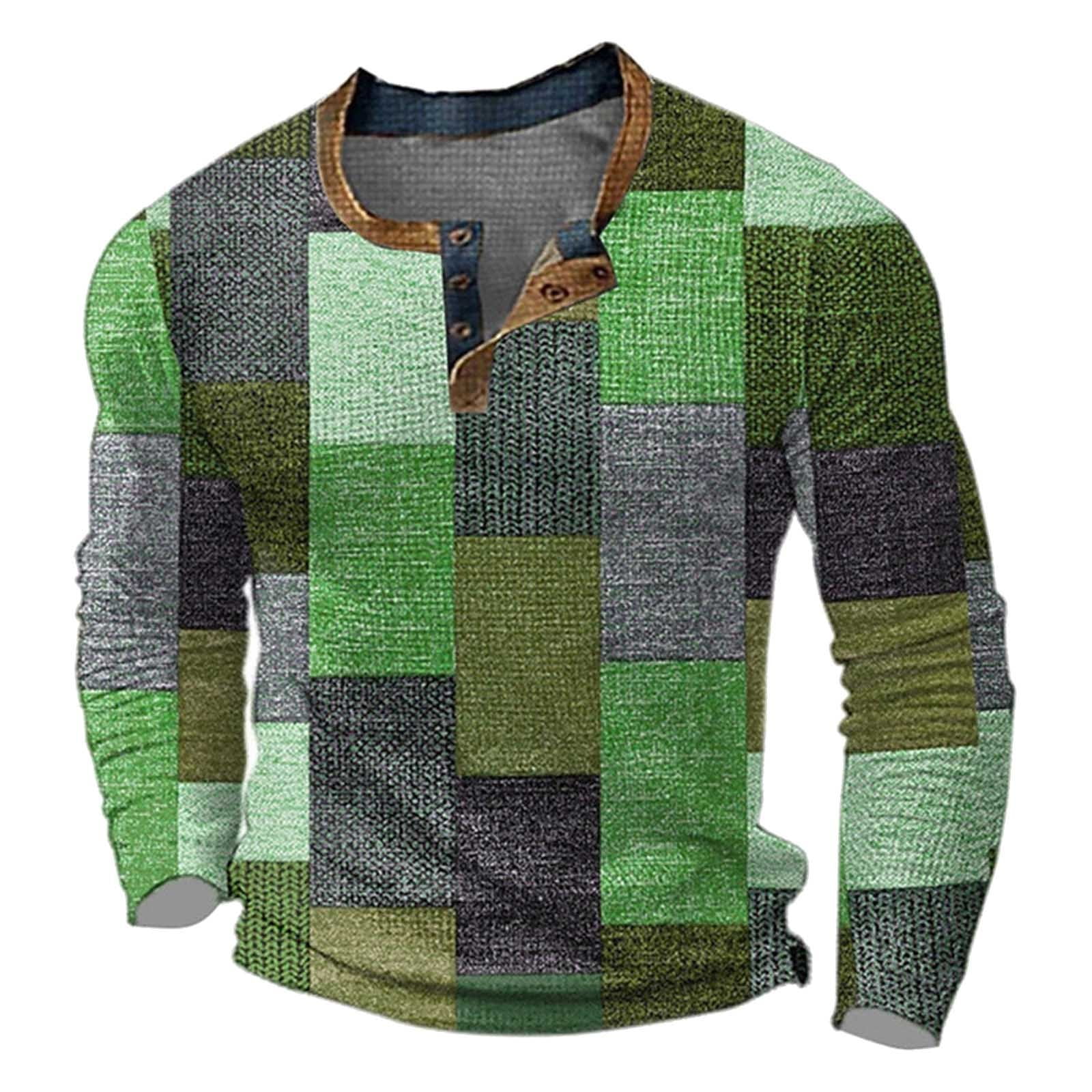 Men's Long Sleeve Printed Button T Shirt Fashion Casual Custom T Shirts