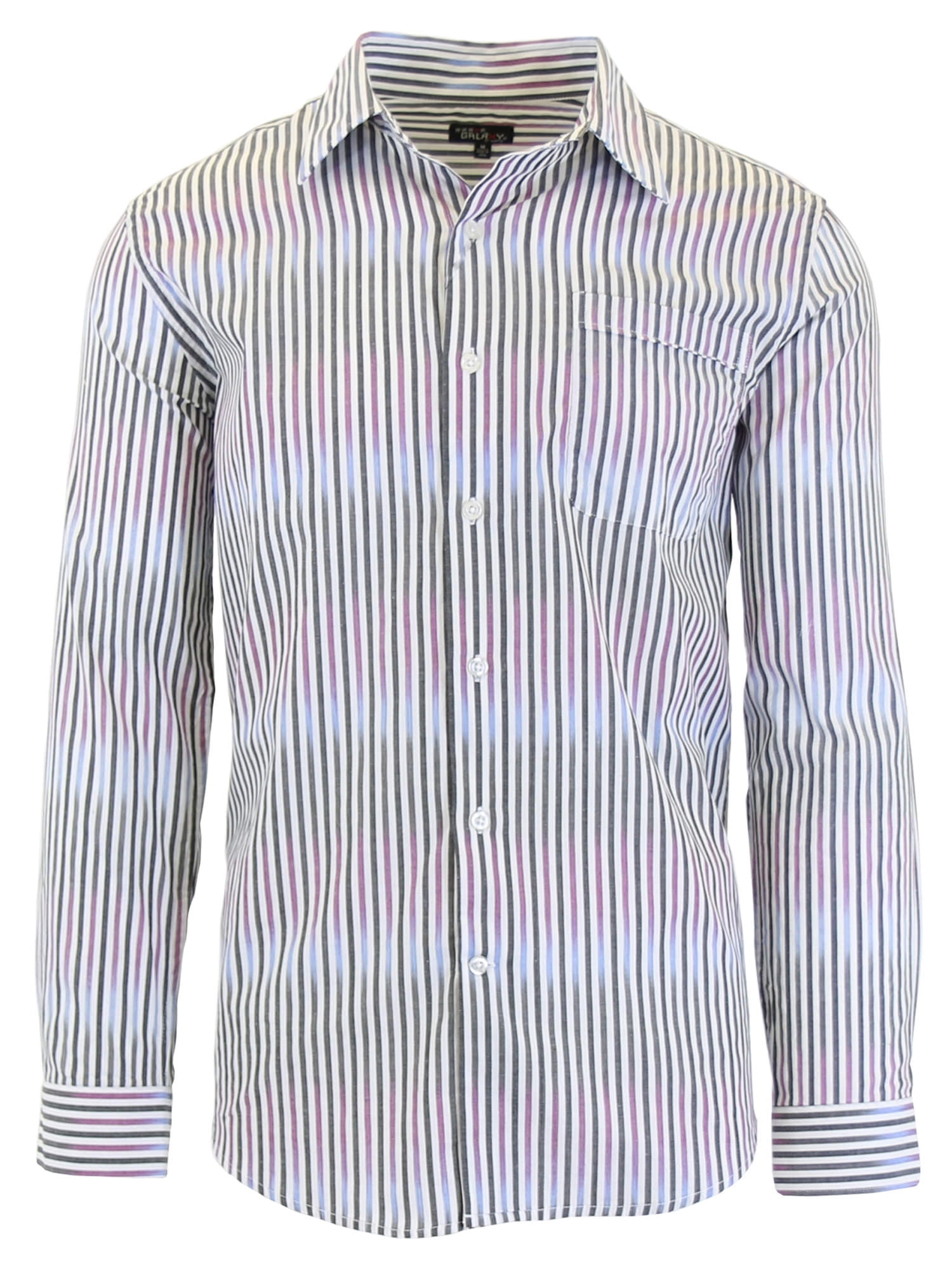 Men's White, Long Sleeve Dress Shirt with Chest Pocket main image 1