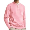 thumbnail image 1 of Men's Long Sleeve Pullover Henley Shirts Casual Loose Fit Sweatshirts Button V Neck Sweater Tops with Kangaroo Pocket, 1 of 4