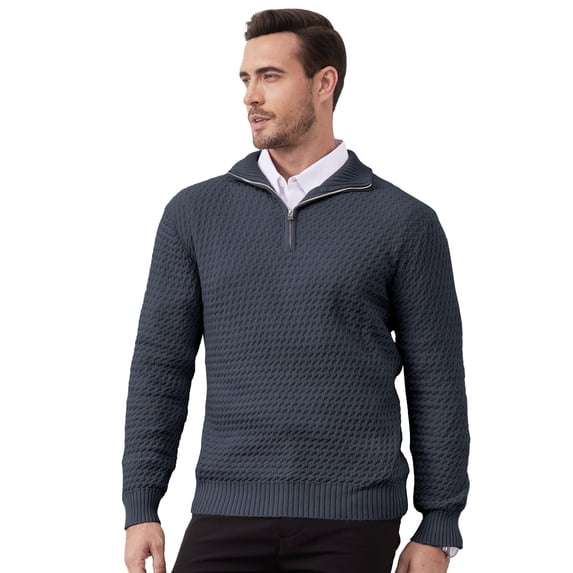 Men's Long Sleeve Quarter-Zip Pullover Sweaters Slim Fit Lightweight Casual Sweater
