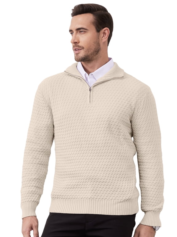 Men's Long Sleeve Quarter-Zip Pullover Sweaters Slim Fit Lightweight Casual Sweater