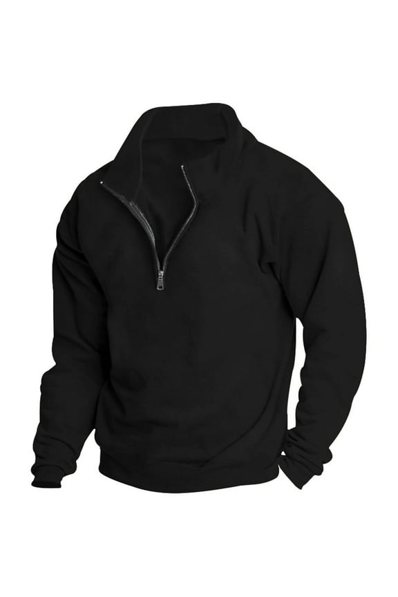 Men's Long-Sleeve Quarter-Zip Sweatshirt Long Sleeve Solid Pullover Loose Fit Lightweight Golf Mock Neck Sweaters