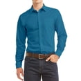 thumbnail image 1 of Men's Long Sleeve Regular Fit Button up Pocket Solid Standard Cuff Dress Shirt, 1 of 2