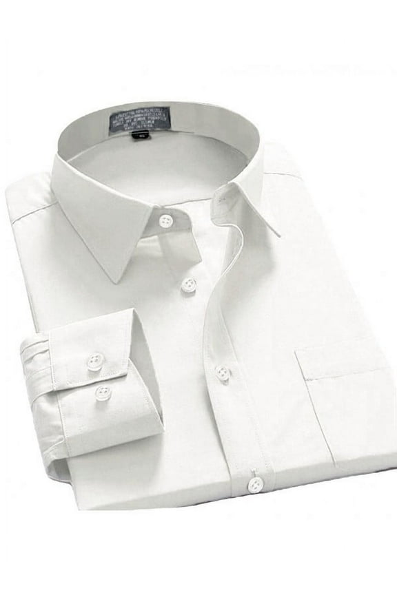 Men's Long Sleeve Regular Fit Point Collar Dress Shirt