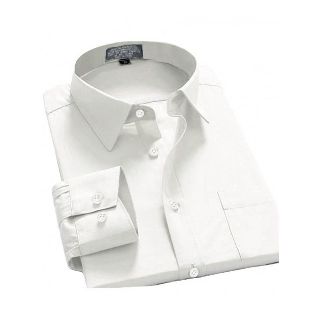 Men's Long Sleeve Regular Fit Point Collar Dress Shirt