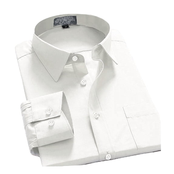 Men's Long Sleeve Regular Fit Point Collar Dress Shirt