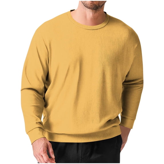 Men's Long Sleeve Ribbed Knit Shirts Crew Neck Pullover Tops Regular Fit Stretchy Sweatshirt Lightweight Sweater