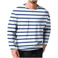 thumbnail image 1 of Men's Long Sleeve Ribbed Knit Shirts Crew Neck Striped Pullover Tees Regular Fit Stretchy Tops Lightweight Sweater, 1 of 6