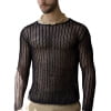 Men's Long Sleeve See-through Tops Mesh Cutout T-Shirts