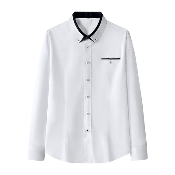Men's Long Sleeve Shawl Collar Tops Slim Fit Button Down Solid Color T-shirt