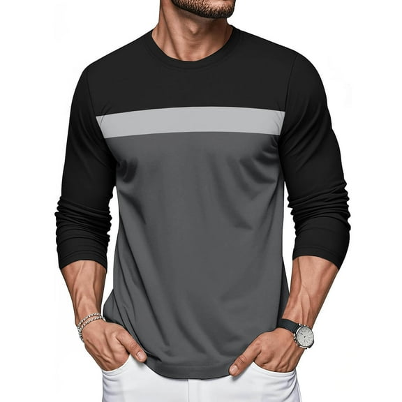 Men's Long Sleeve Shirt Basic Casual Fall Clothes Outfits Pullover Fashion Tops Winter Clothing 2025