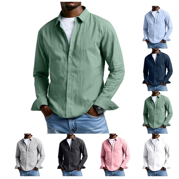 Men's Long Sleeve Shirt Casual Dress Shirts Regular Fit Button-Down Collar Business with Chest Pocket Breathable Tops