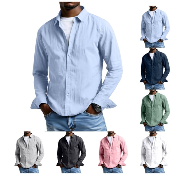 Men's Long Sleeve Shirt Casual Dress Shirts Regular Fit Button-Down Collar Business with Chest Pocket Breathable Tops
